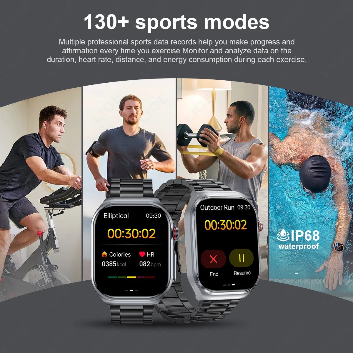 LIGE AMOLED Smart Watch ET585 Men ECG Blood Compositoin Health Monitoring Bluetooth Call Women Sports Fitness Tracker Smartwatch 6