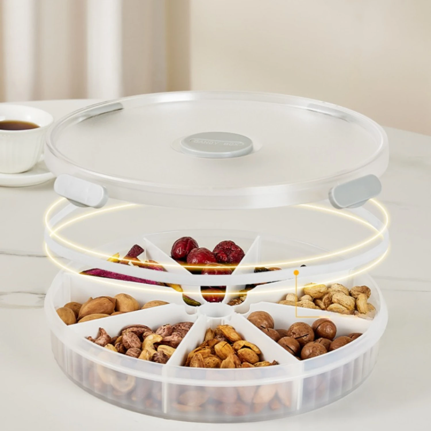 1pc Adjustable Compartment Plastic Box-Multi-Purpose Snack Organizer with Large Capacity for Dried Fruit, Nuts, Seeds, and As
