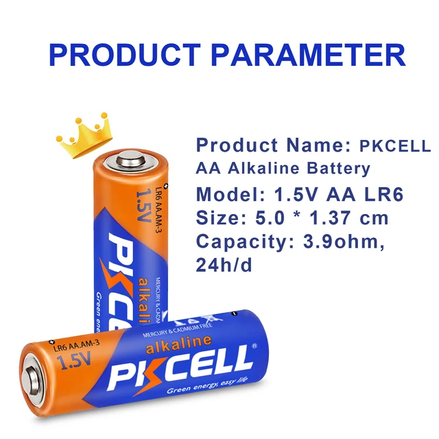 PKCELL Baterías alcalinas AA LR6 MN1500 de 1.5 V reemplazadas a R6P (4  piezas)