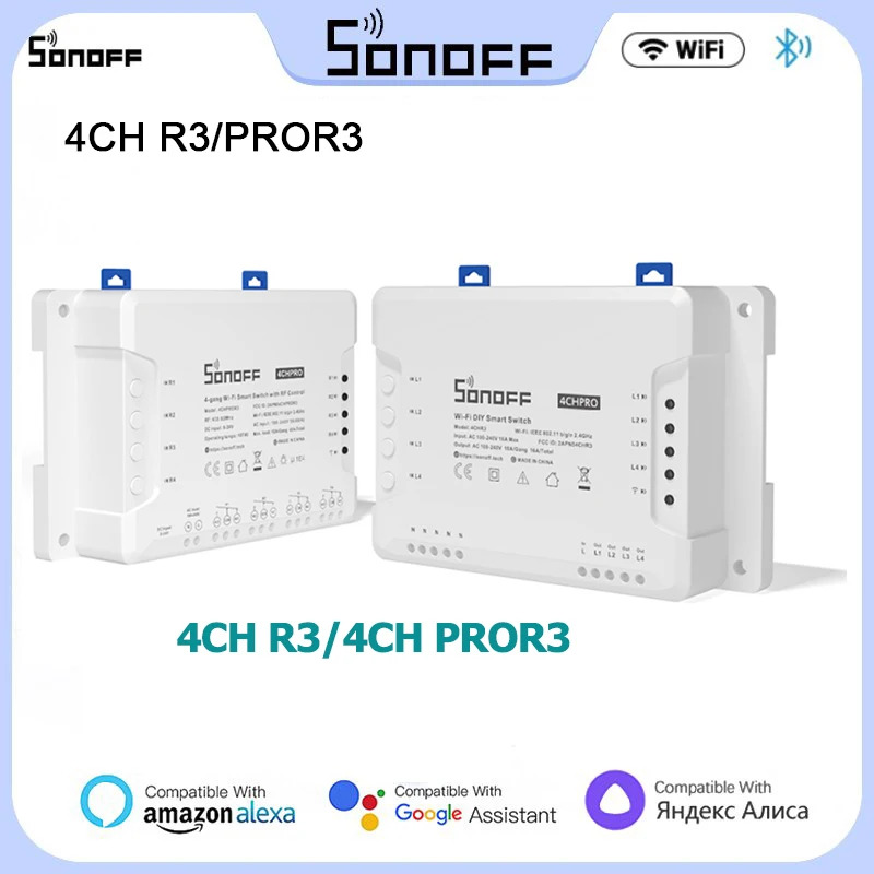

Умный переключатель SONOFF R3/PROR3 DIY с таймером, 4 клавиши, 433 МГц, дистанционное управление через приложение EweLink Alexa