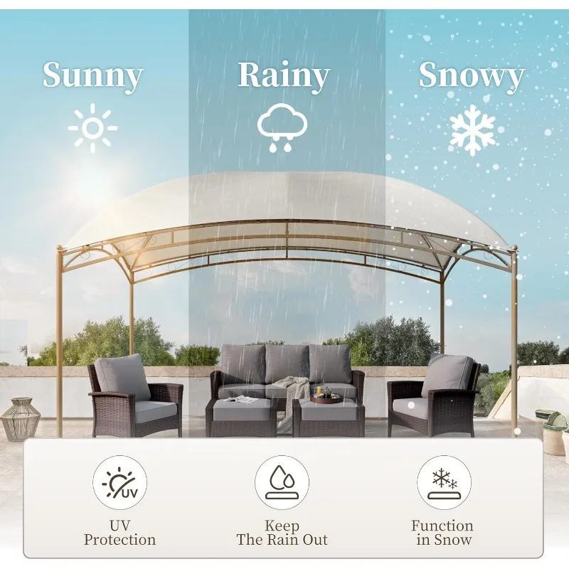 10'x13' Outdoor Gazebo,Waterproof Arc Canopy Tent with Permanent Galvanized Iron Pipe Frame 3