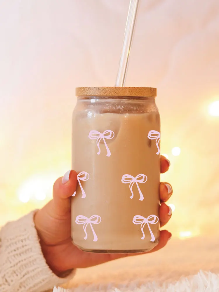 UV DTF Transfer Sticker Flowers Bows For The 16oz Libbey Glasses Wraps Bottles Cup Can DIY Waterproof Decals D19610