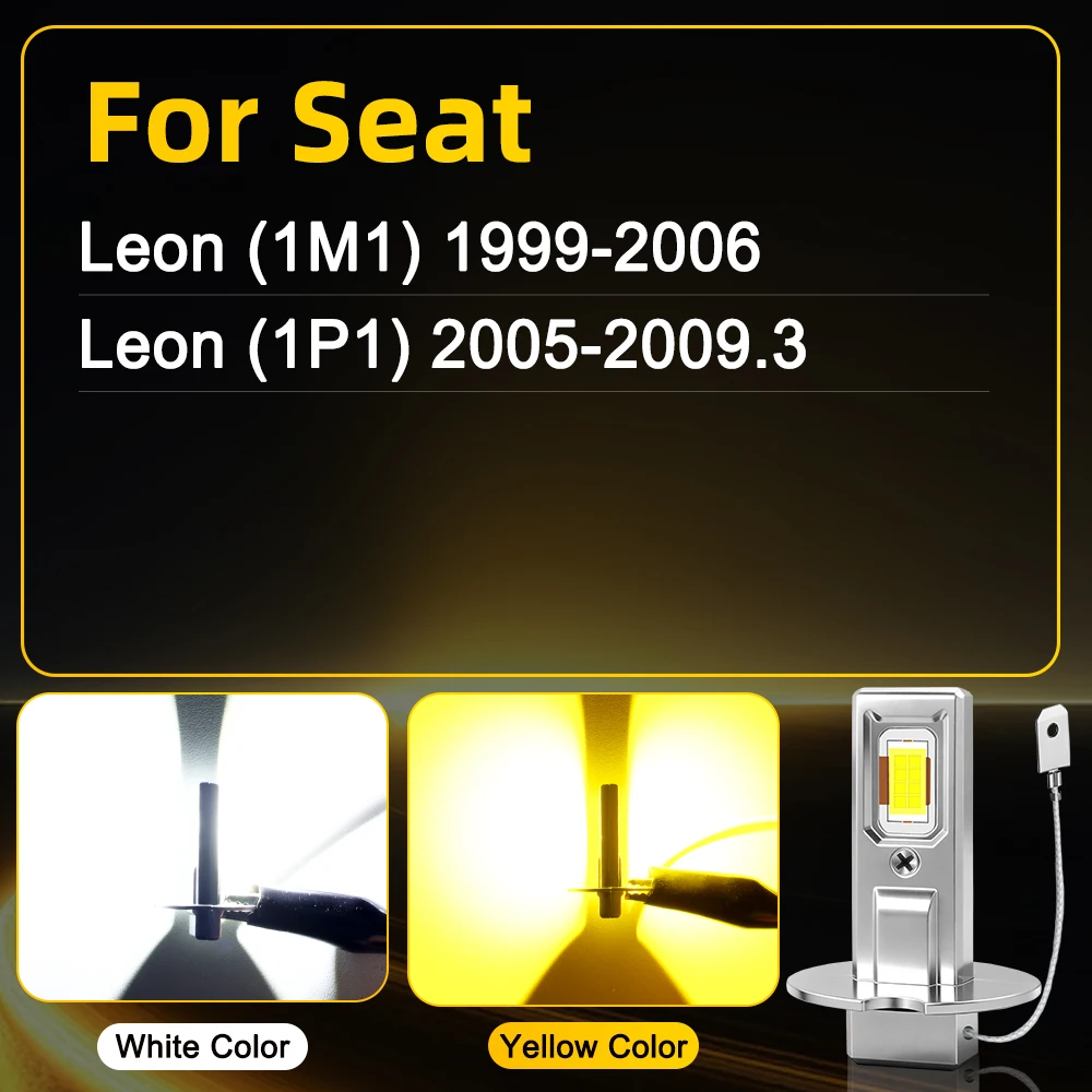 시트 레온 1M 1P 악세사리용 H3 LED 안개등, 자동차 레온 MK1 MK2 2005 2006 2007 2008 2009용 H3 LED 안개등
