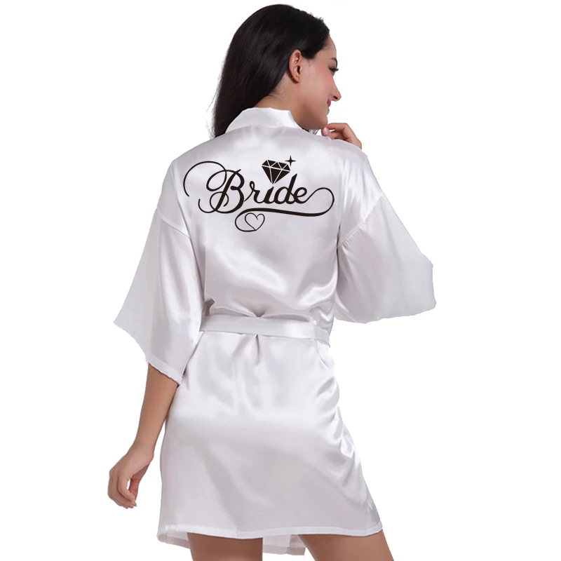 Women Sleepwear Bride Robes Silk Robe Sleepwear Pajamas Silver Writing Bridal Wedding Robes Bride Bridesmaid Maid of Honor Women Party Robe Floral Bridal Party Gifts Get Ready Robes