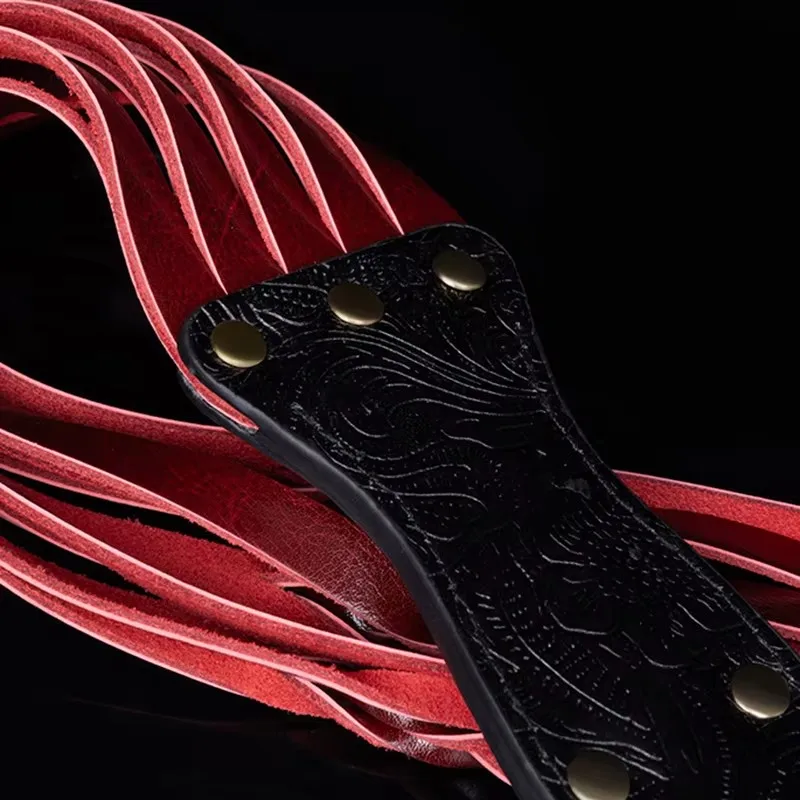 60CM Genuine Leather Horse Whip Rivet Handle Crop Flogger Racing Spanking Whip for Horse Equestrian