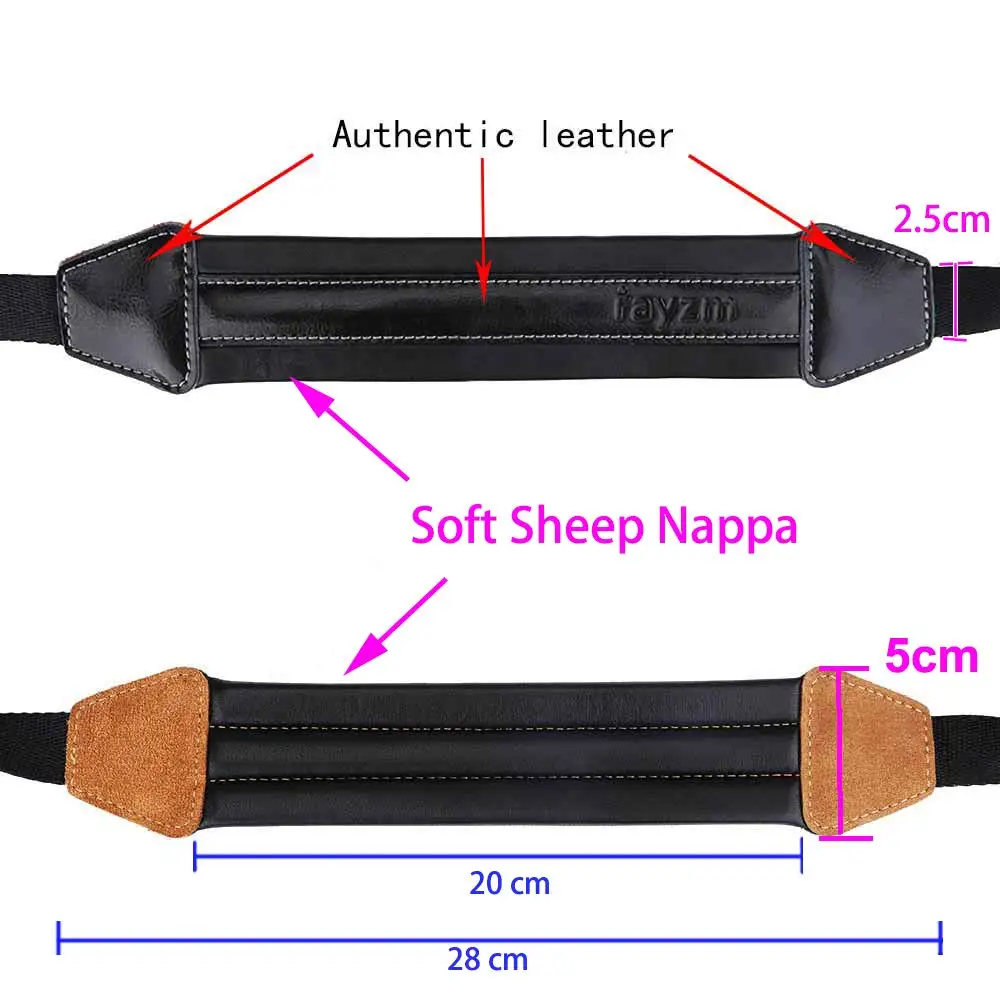 Saxophone Strap Universal Double Shoulder Leather Strap for Sax Adjustable Padded Harness for Alto Tenor Sopranoe