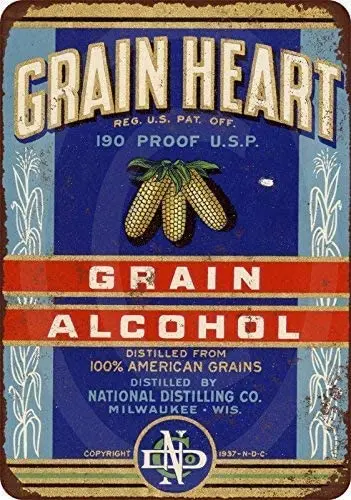 Notice Sign 8x12 1938 Grain Heart 190 Proof Alcohol Tin Metal Decor by SiYooca |