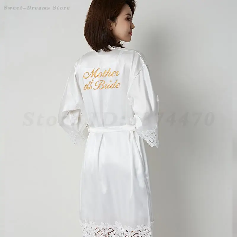 Lace Sleepwear Mother of The Bride&Groom Wedding Robe Gown Sexy Adult Satin Bathrobe Female Nightgown Lingerie Homewear Mom Gift