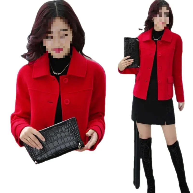 Fashionable Short Woolen Jacket Women's Casual Stylish Polyester Fiber Full Sleeve Short Coat for Autumn plus Size Slimming - Image 5