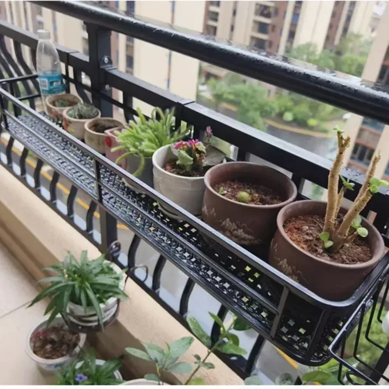 European-Style Flower Stand Expansive Iron Art Balcony Rail Organizer Elegant Decorative Hanging Pot Holder Urban Green Space plant stand