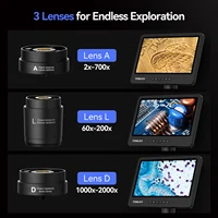 TOMLOV DM602 Flex Digital Soldering Microscope 2000X 10.1" HDMI Microscopes 3 Lens Coin Microscopio Ring Light For Repairing 2