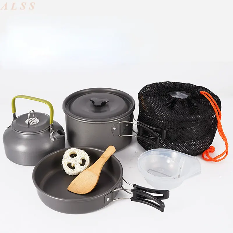 outdoor-pot-set-for-3~4-people-camping-portable-kettle-set-mountaineering-picnic-self-driving-picnic-barbecue-non-stick-cookware