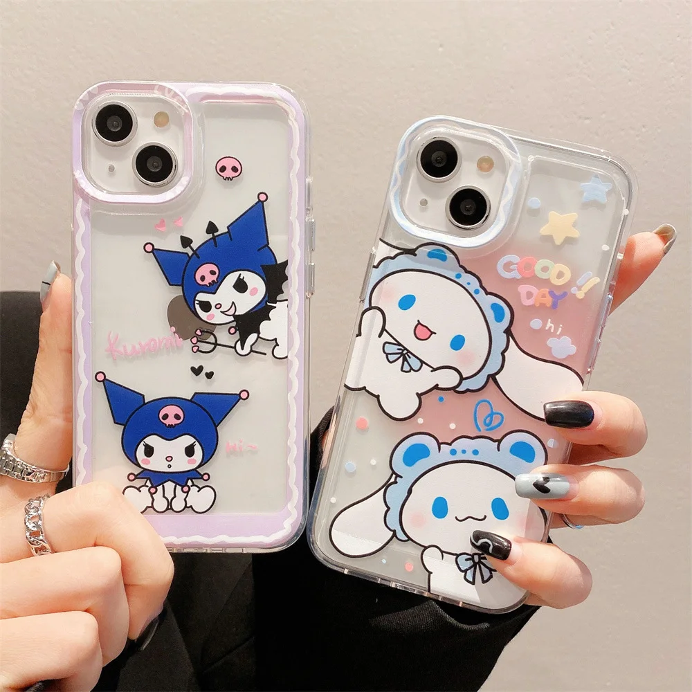 

Чехол Sanrio Kuromi мобильный телефон Kawaii аниме милый Cinnamoroll iPhone14 13 12 11 X Plus Pro Max защитный чехол для девочек Подарки Игрушки