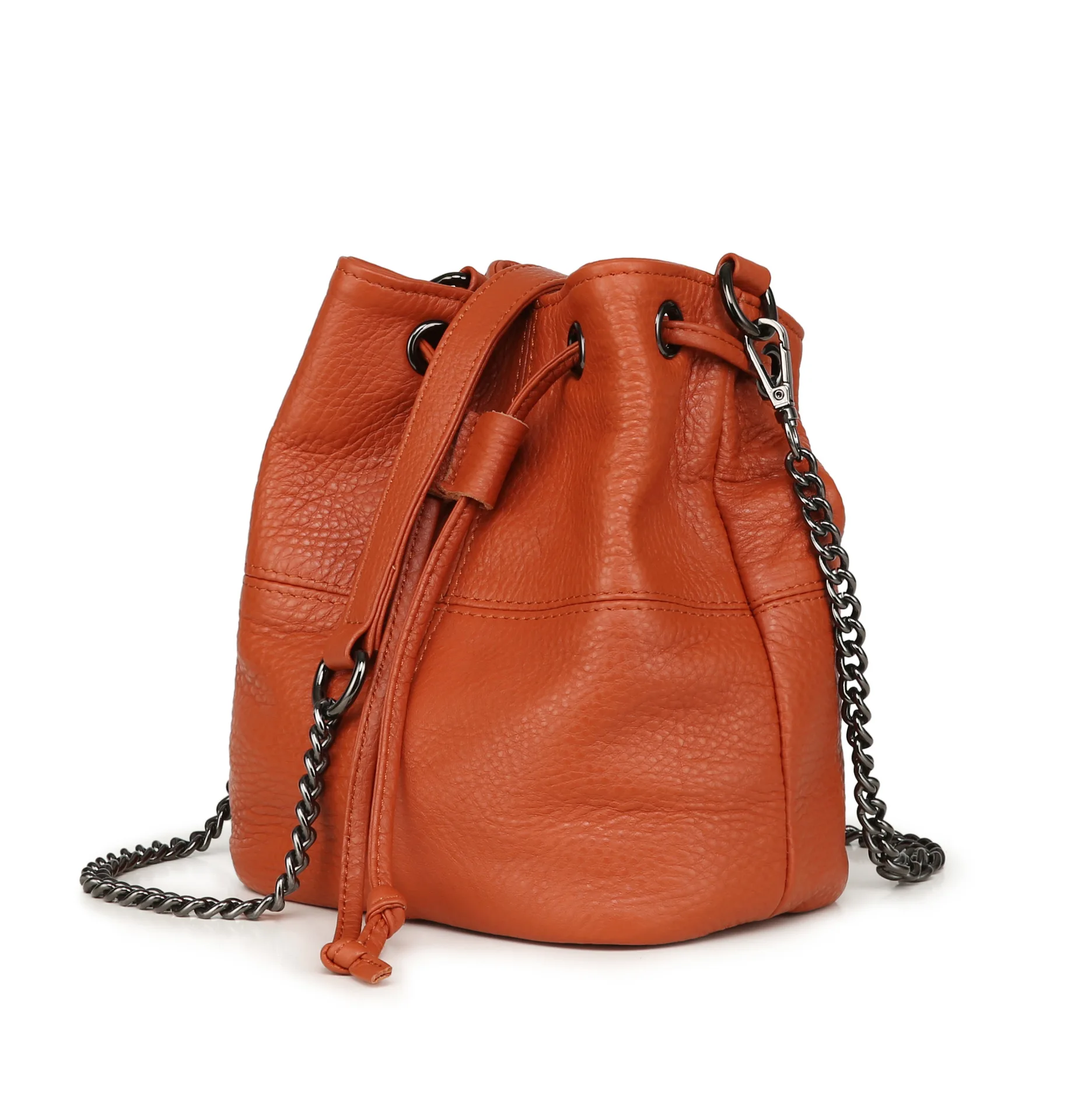 

Shoulder Handbag Crossbody Women's Bag Mini Bucket Chain Genuine Leather Fashion Y2k Tote High-Capacity Retro Versatile Hand