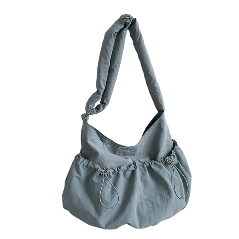 

Pleated Drawstring Shoulder Bag Large Capacity Versatile Bag Nylon Bag for Girl