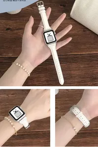 Ремешок кожаный для apple watch band 40 мм 44 мм 41 мм 38 мм 42 45 мм, тонкий браслет для iwatch series 8 ultra 7 6 5 4 3 se