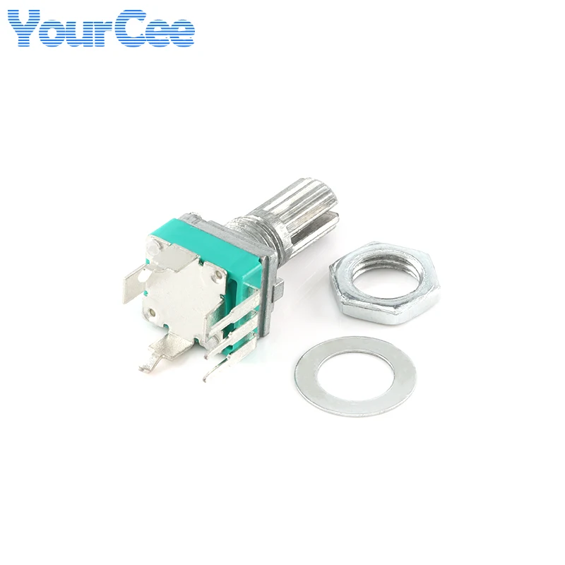 5pcs RK097N Vertical Single Audio Amplifier Seal Potentiometer RK097G B1K 5K 10K 20K 50K 100K 500K Bend 3Pin 6P with Gasket Nut