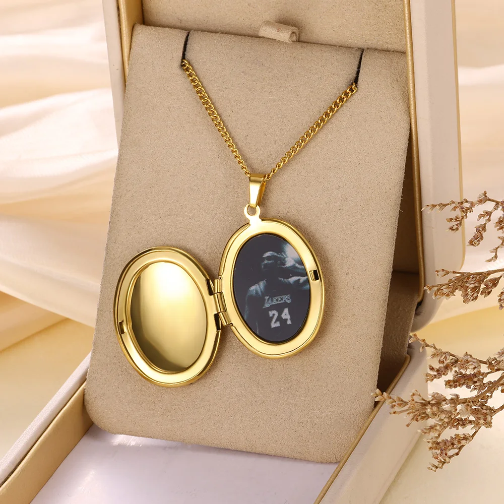 

Custom Photo Oval Locket Necklace For Women Men Memorial Jewelry Anniversary Gift Fathers Day Mothers Day Gold Color Necklaces