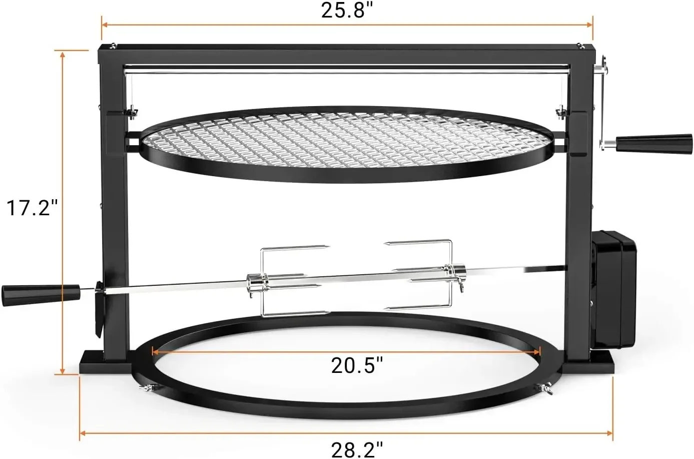 only fire Style Grill Rotisserie System Adjustable Cooking Grate Attachment for Weber 22 inch Kettle Grills - Global 5