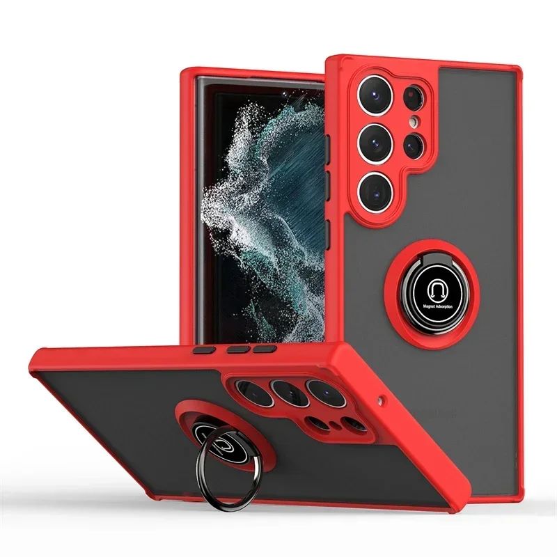 Magnetic Ring Matte Protective Phone Case Cover