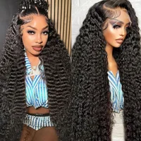 13x6 Hd Lace Frontal Wig Curly Human Hair Wigs  32 Inch Deep Wave Water Wave Lace Frontal Wigs 1