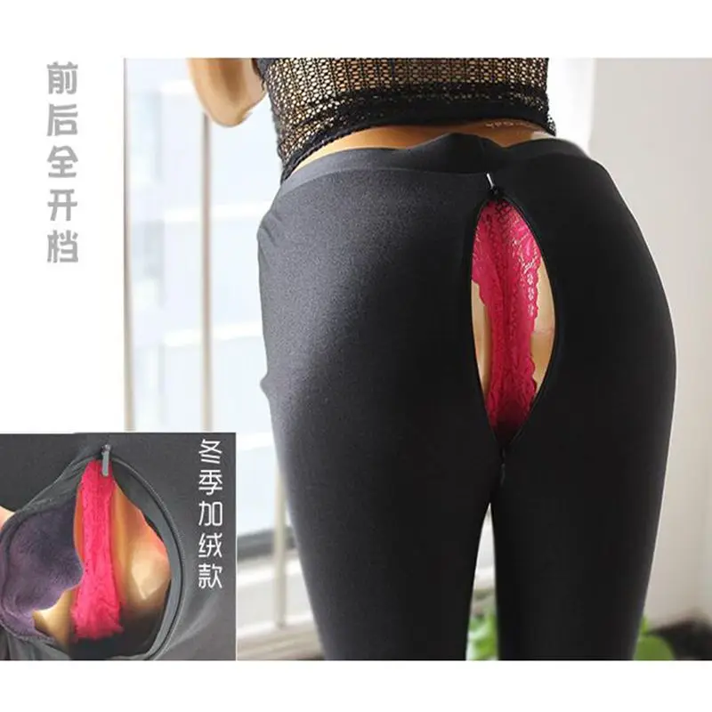 Autumn Winter Invisible Zipper Warm Pantyhose Tights Women High Waist Elastic Velvet Stockings Sexy Leggings