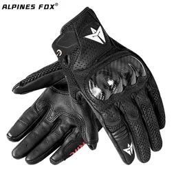 Alpines Premium Leather Touchscreen Motorcycle Gloves - Full Finger, Knuckle Protection, Breathable - M (Black)