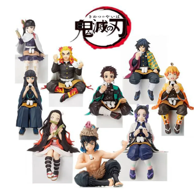 12CM Anime Figure Demon Slayer Kamado Nezuko Kamado Tanjirou Agatsuma Zenitsu  Onigiri Sitting Model Cute Toy PVC Children's Gift Awith box