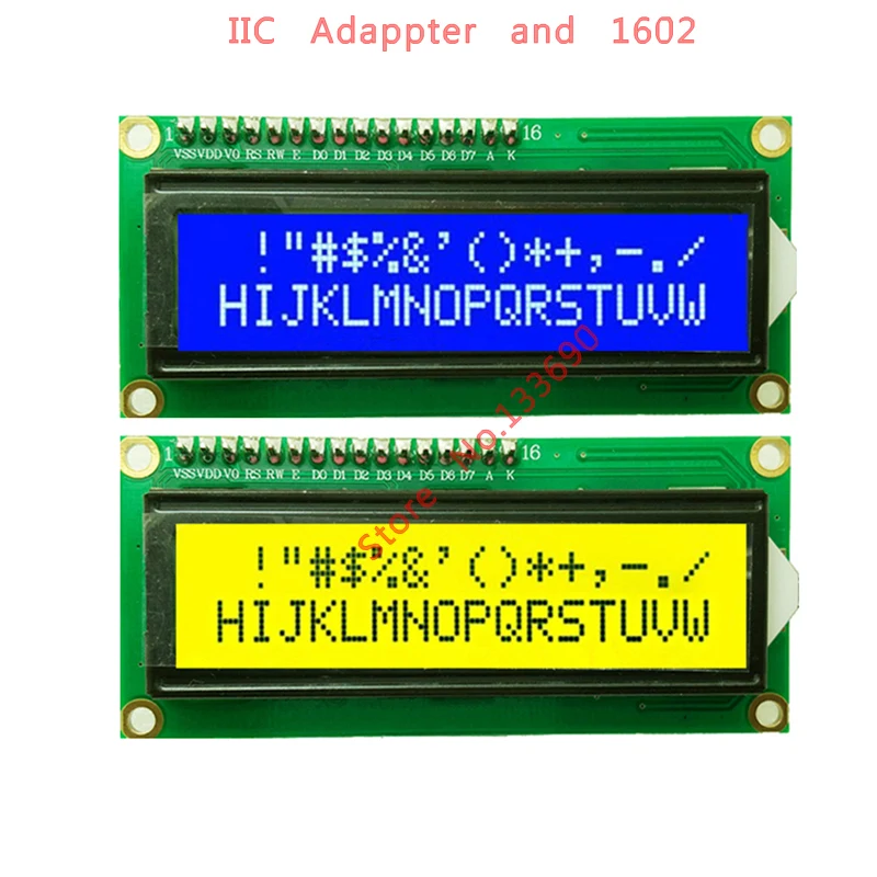 5V LCD1602 16*2 1602 16X2 LCD Yellow Or Blue Display HD44780 Character IIC/I2C/TWI/SPI Serial Interface Board Module Adapter