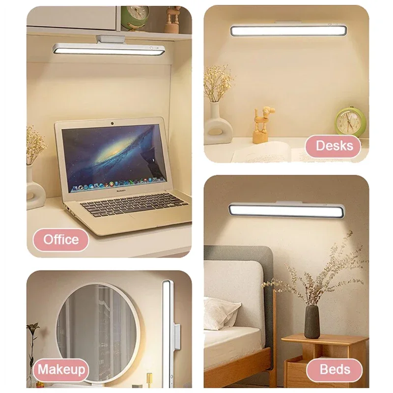 LED Desk Lamp USB Rechargeable Light Hanging Magnetic Table Lamps Remote Control Dimming Night Lights Reading Cabinet Wardrobe