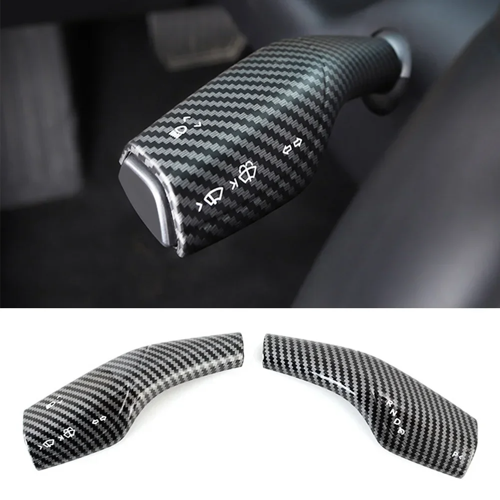 2Pcs Car Shift Knob Gear For Tesla Model 3 Y Lever Cover Trim Armor Steering Rod Car Wiper Steering Wheel Shift Protection Cover 3