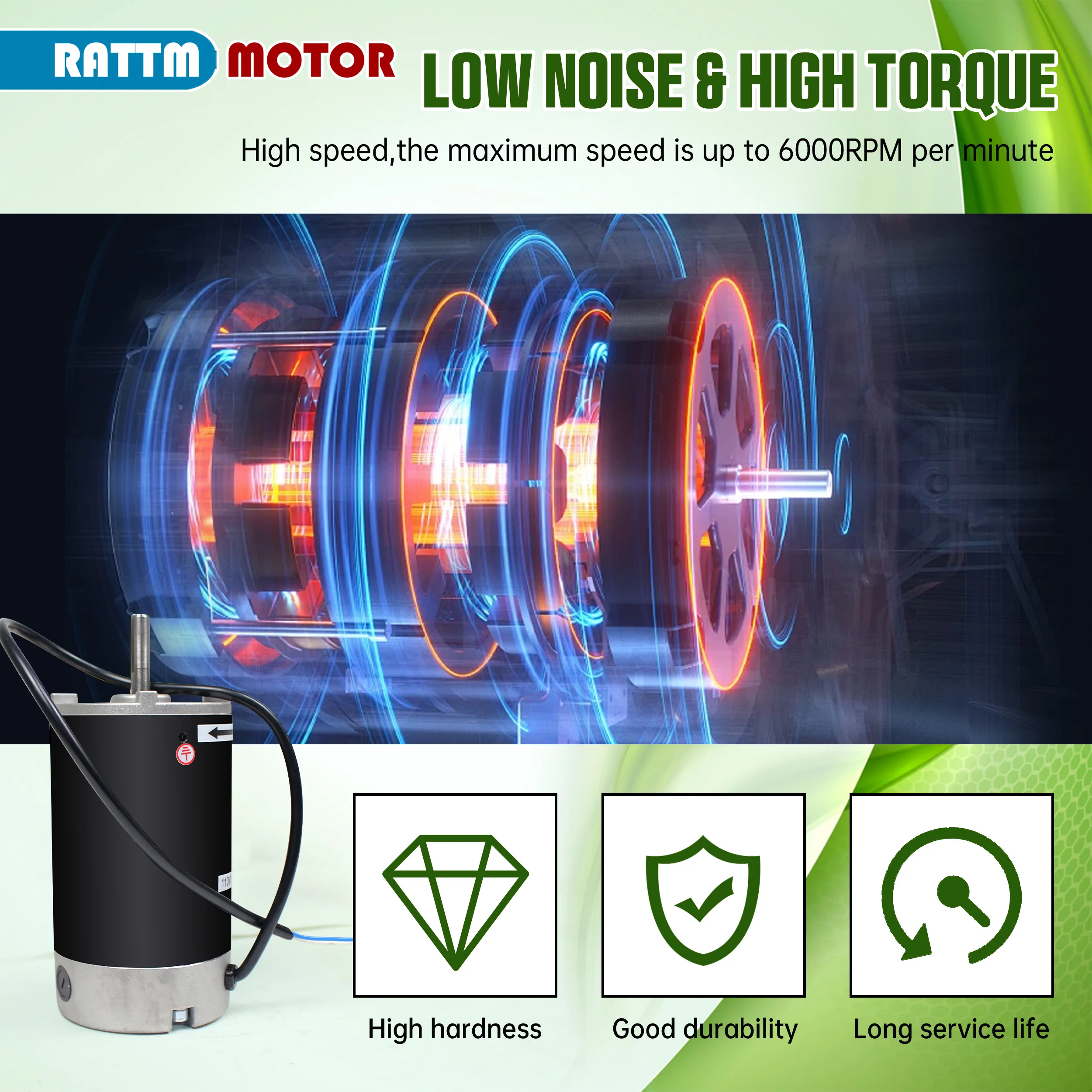Mini Lathe Motor, 550W Big Power, Maximum Speed 6000RPM Per Minute Big Torque Low Noise Stable Drive Iron Lathe Machine Motor, for 7x14 CJ18A Lathes