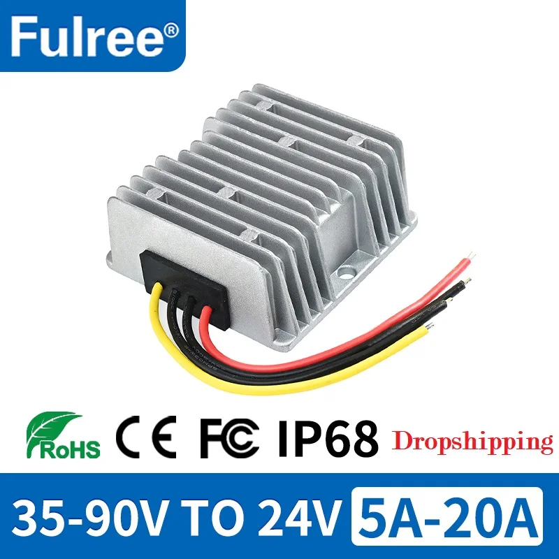 Step Down Regulador do Conversor do Fanfarrão da Tensão 36 48 60 72 Volts a 24 Volts Fulree®36v 48v 54v 60v 72 v a 24 v 5a 10a 15a 20a dc