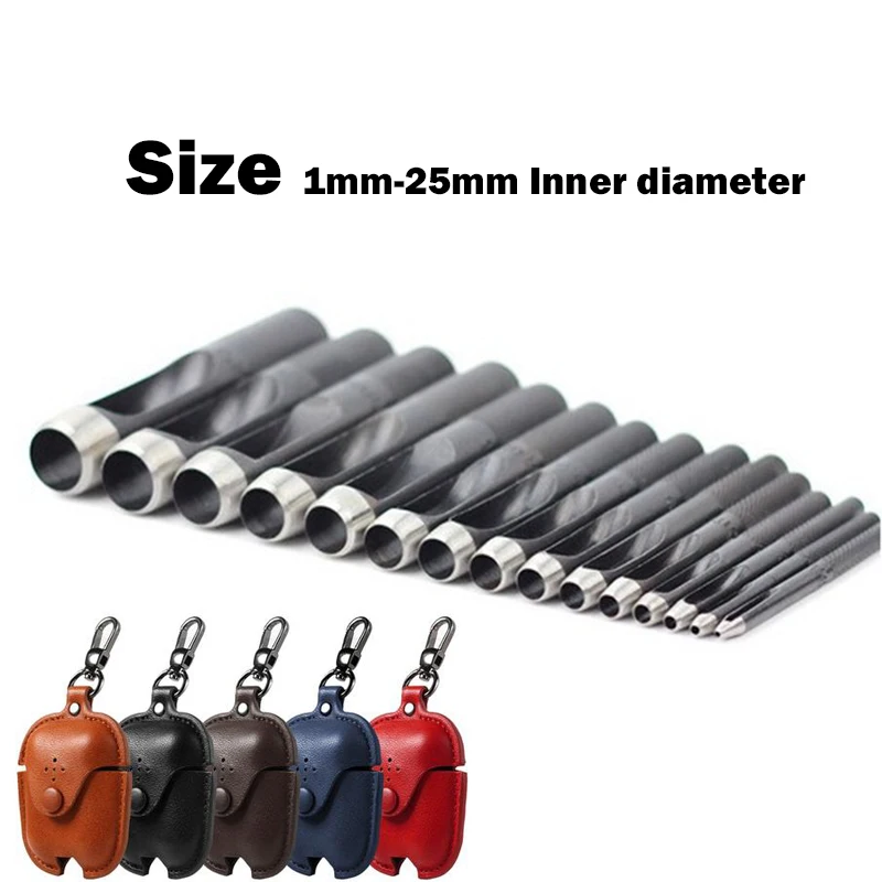 Leather Hole Punch Leather Craft Tools Leather Sewing Tools Leather Puncher 1-20mm internal diameter High carbon steel Sharp hole punch tool belt hole puncher round punch belt leather tool