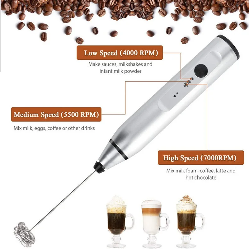 Electric Milk Frothers Handheld Wireless Blender USB Mini Coffee Maker Whisk Mixer Cappuccino Cream Egg Beater Food Blender