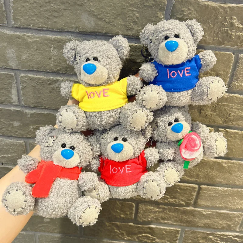 

13CM Cartoon Fun Love Bear Plush Baby Decoration Forest Animal Keyring Pendant Children's Birthday Gift Creative Ornaments