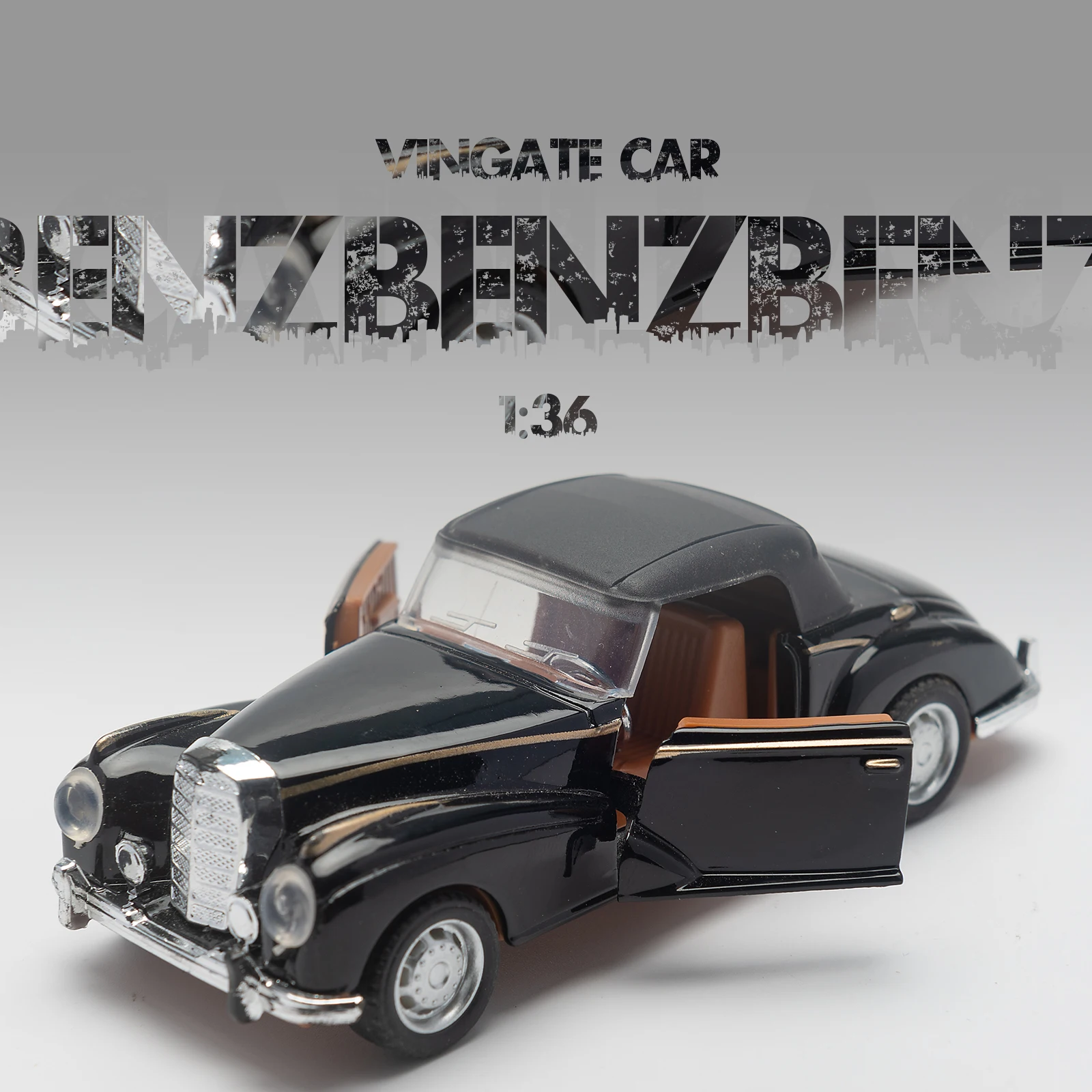 1:36 Alloy Diecast BENZS Vintage Cabriolet Car Model Classic Pull Back Car Miniature Vehicle Replica For Collection Gift for Kid