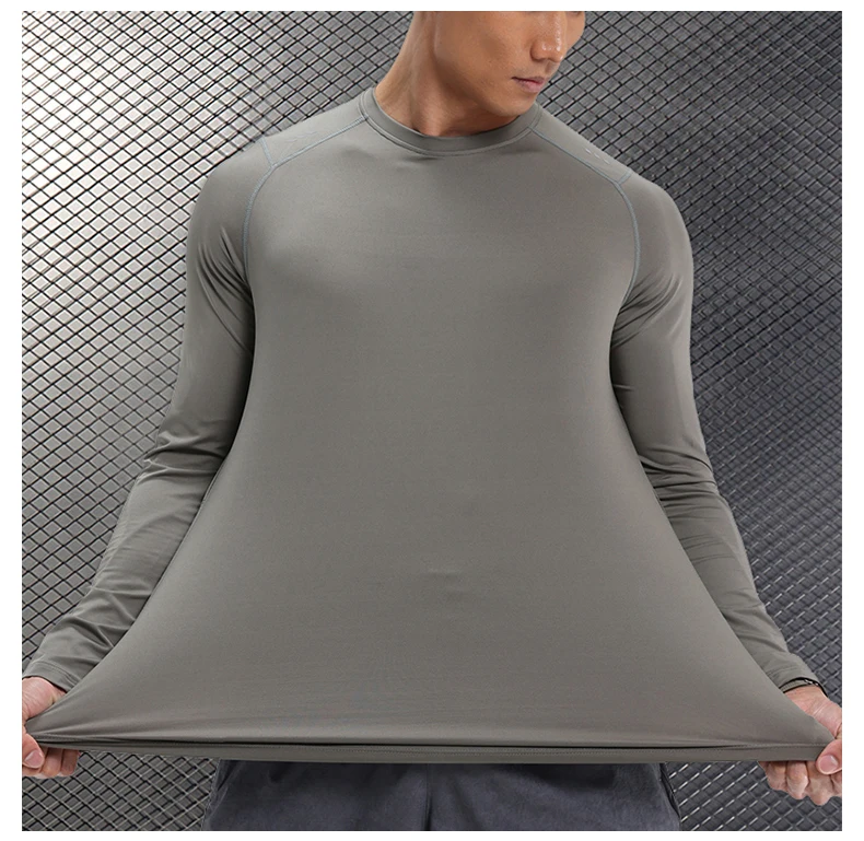Men Compression Shirt - Long Sleeve Running Gym Top With Moisture Wicking Fabric