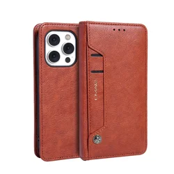 Premium PU Leather Wallet Phone Case with Card Holder and Shockproof Protection - iPhone 12 Pro (Brown)