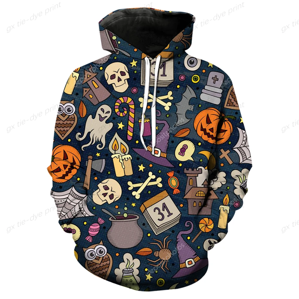 

Women Vintage Halloween Skull Pumpkin print Hoodie Sweatshirts Autumn Long Sleeve 2022 Ladies Pullovers Casual Loose Streetwear