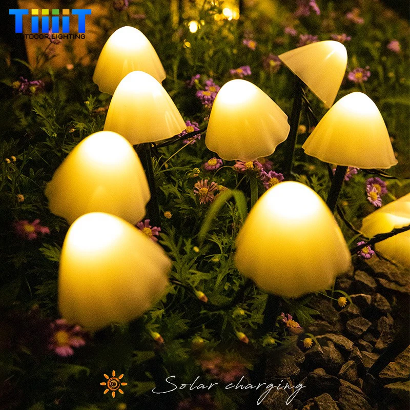 LED solar Mushroom Lawn Lamp Solar light Led landscape lighting Outdoor Waterproof 8-mode Fairy Path Landscape Lamp Courtyard Terrace Garden Decorative Light String