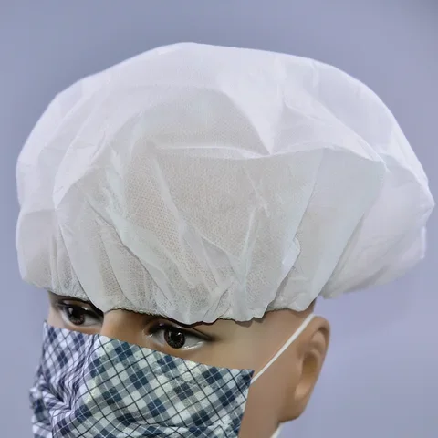 

5pcs Disposable Chef Hat Bath Cap Dust-proof Head Cover Non-woven Mushroom for Women and Men Oil-proof Cigarette End Cover