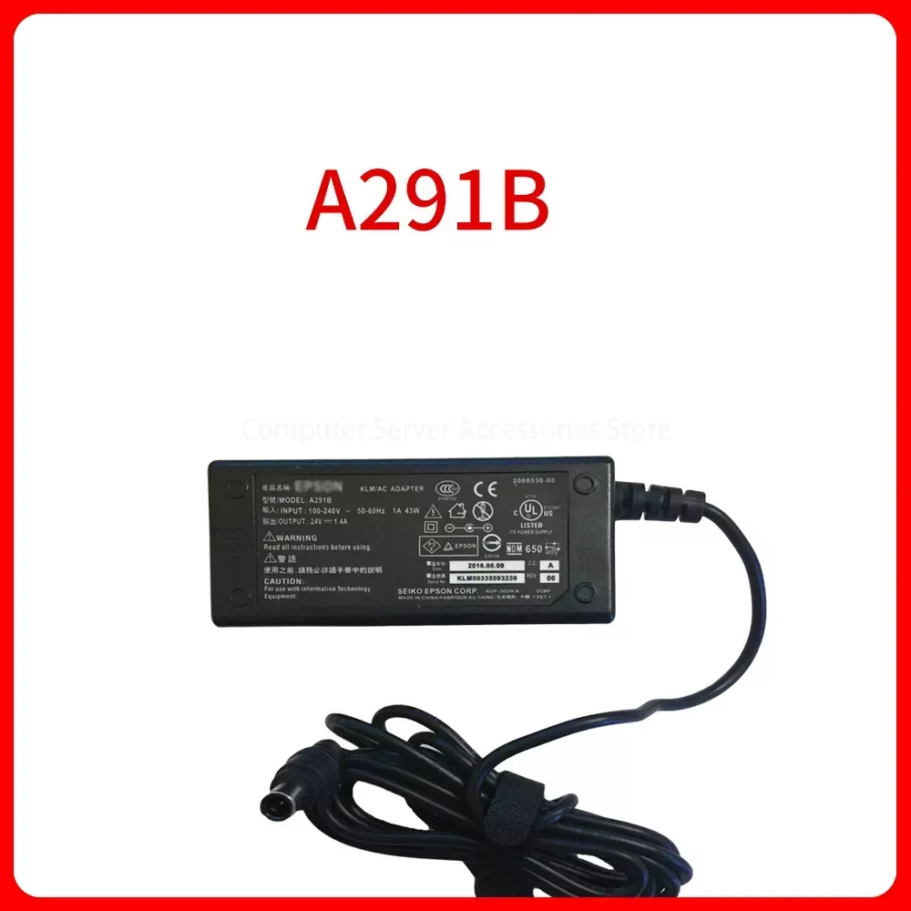 24V1.4A 1.3A 1.1A AC DC Adapter Charger A291B for Epson V500 V600 V700 V750 Printer Scanner Power Supply Power Box Original