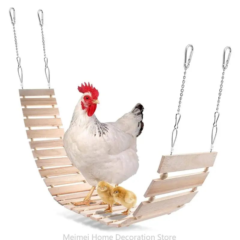 H7BF Chicken Swing Ladder for Hens Bird Large Perch Easy to Install Total Length 44" for Parrot Macaw Training
