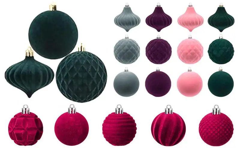 

25Pcs Velvet Christmas Ball Ornaments Flocked Christmas Balls Decorative Christmas tree Baubles for Holiday Wedding Home Party