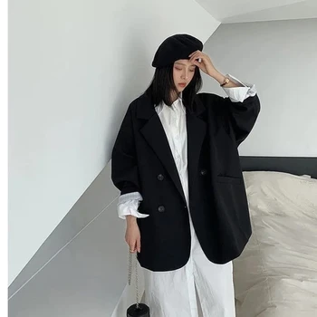 Vintage Brown Blazer Women Elegant Official Ladies Spring Autumn Fashion Long Sleeve Oversized Chic Casual Suit Jacket - Image 3