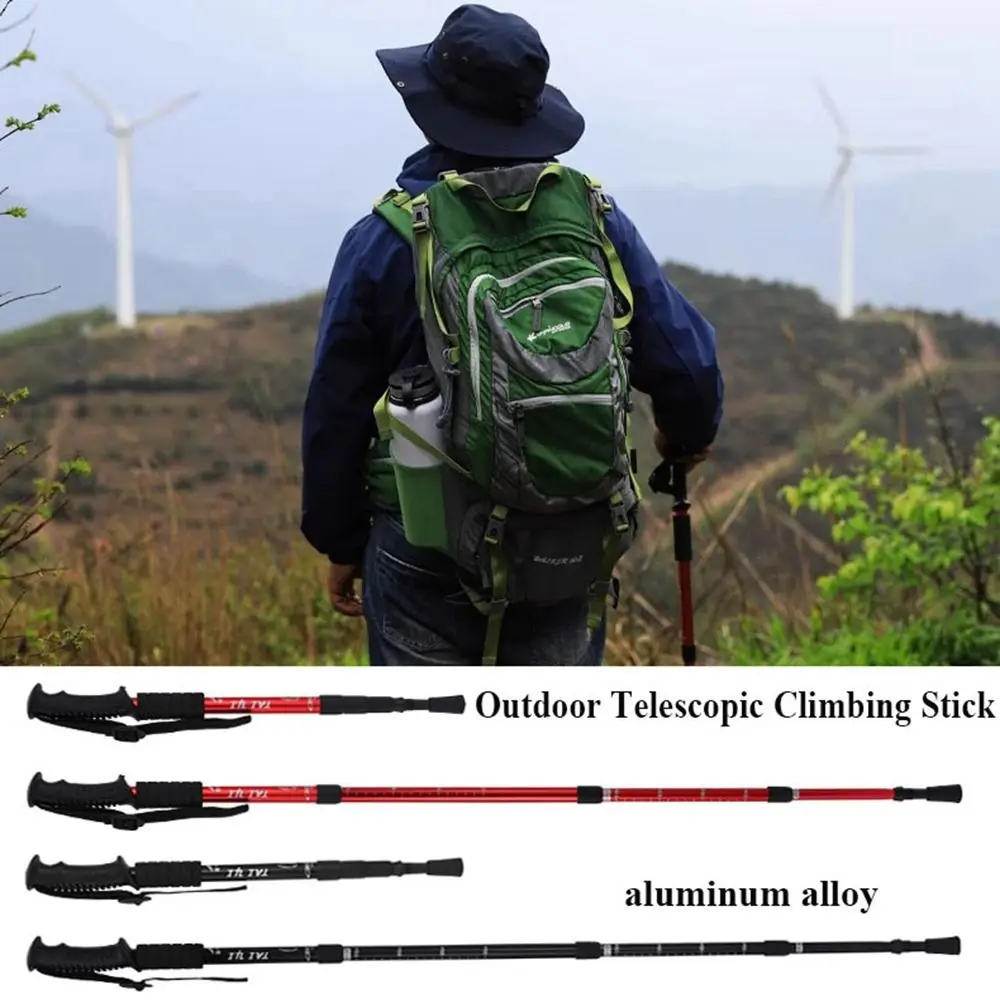 

4-Section Fold Trekking Pole Easy Put Into Bag Portable Nordic Elderly Stick 4 Colors Camping Telescopic Stick Outdoor Tool