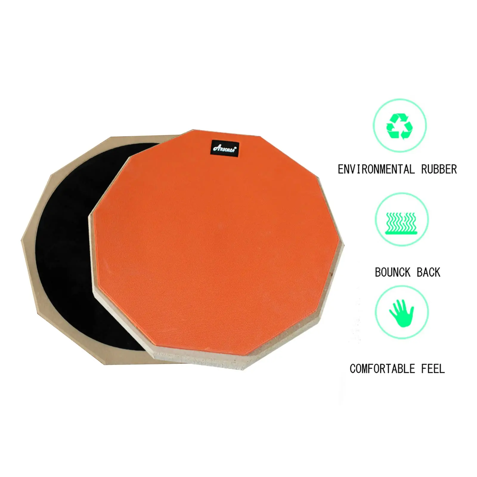 Arborea 12 Inch Drum Practice Pad-Double Sided Rubber Dumb Pad and 5A Drumsticks & Storage Bag For Drummers and Beginners