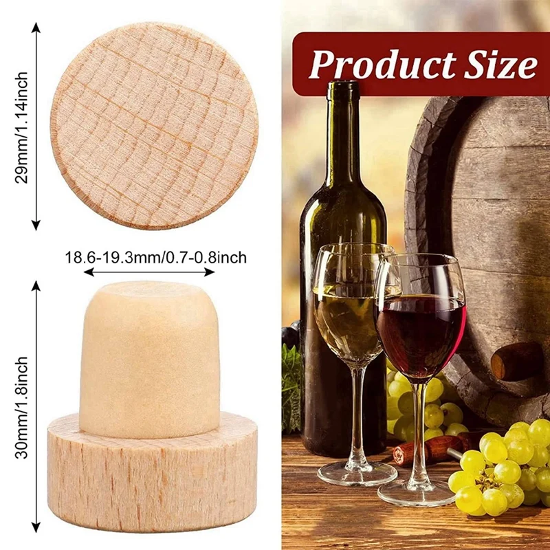 Wine Bottle Corks T Shaped Cork Plugs For Wine Cork Stopper Reusable Corks Wooden And Rubber (120 Pieces)