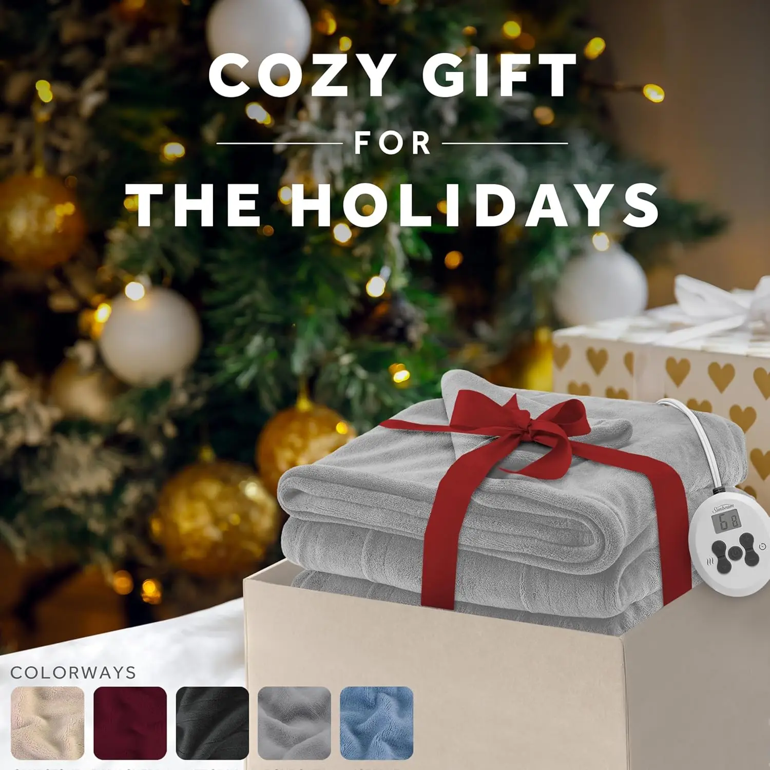 Heated Blanket 12 Heat Settings, 12-Hour Selectable Auto Shut-Off, Fast Heating, Warm & Cozy, Sandstone Color, Queen, 90" x 84"
